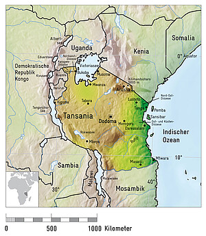 Landkarte: Der tansanische Kirchenkreis "Kaskazini A" liegt am Viktoriasee im Norden des Landes.